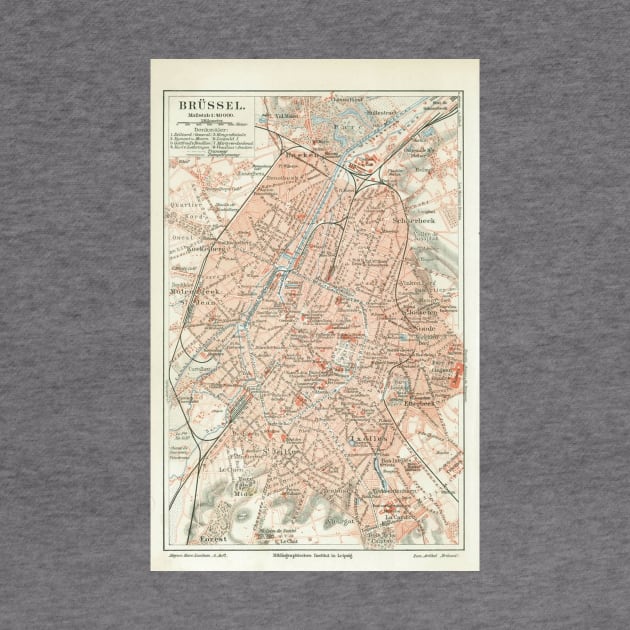 Vintage Map of Brussels Belgium (1907) by Bravuramedia